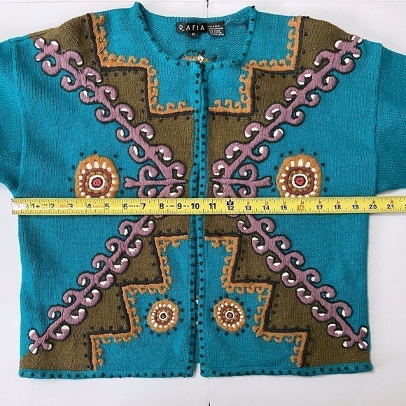 rafia Vintage 80's Embroidered Sweater Women's Size M - Picture 6 of 8